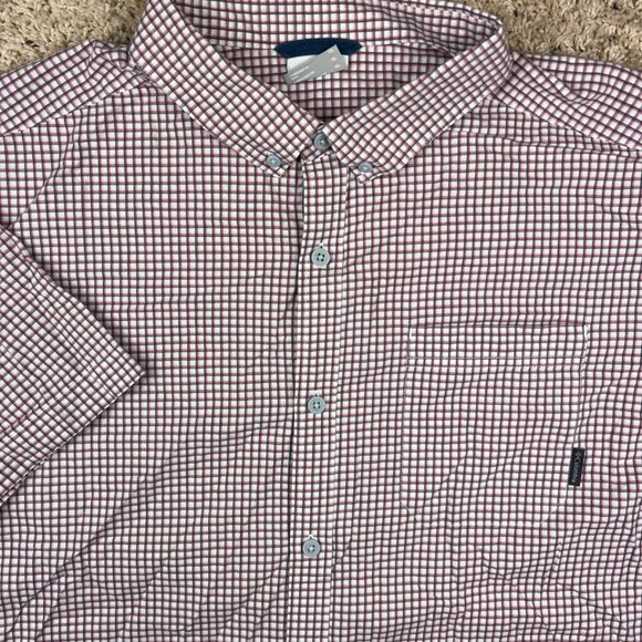 Columbia Button Up Shirt Mens XL Red White Check Short Sleeve Workwear Casual - Picture 1 of 7